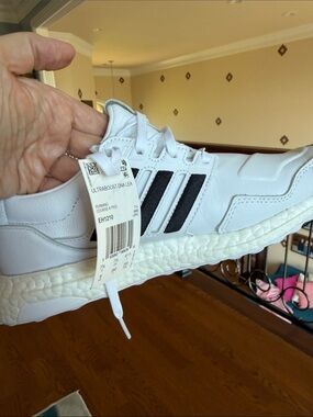 adidas White Sneakers with Black Three-Stripes